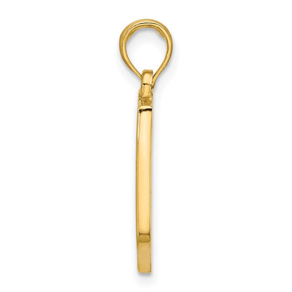 14K Gelbgold Polierter Schild-Anhänger mit Kreuz