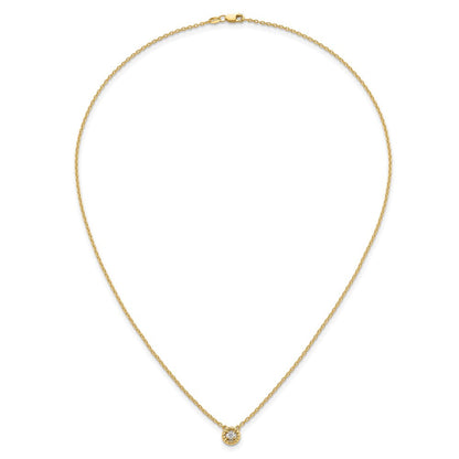 14K Gelbgold Poliert und Gedreht 1/10 Karat Diamant 18 Zoll Halskette