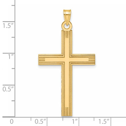 14K Gelbgold Lasergraviert Geätzt Kreuz Charm