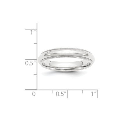 Platin 4mm Poliert Milgrain Komfort-fit Ehering Ring