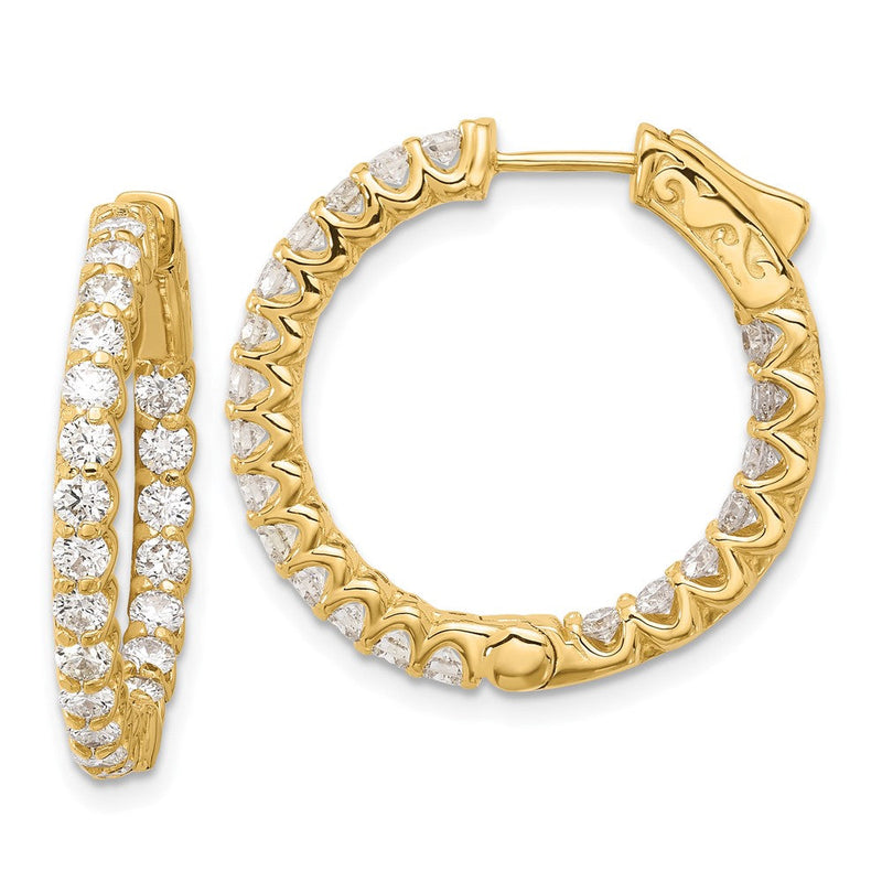 14K Gelbgold 2.1 Karat Diamant In/out Creole mit Sicherheits Verschluss Ohrringe