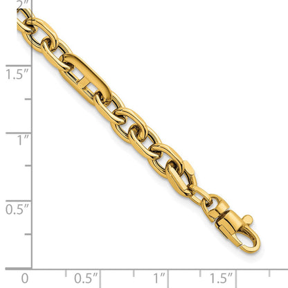 14K Gelbgold Poliert 5.7mm Oval und Anker Glieder Gliederarmband