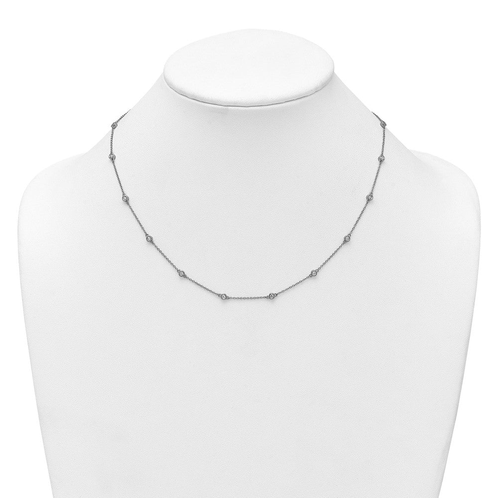 14K Weißgold Komplett 1/2 Karat Zargenfassung-set Diamant und Ankerkette Kette 18-station 18 Zoll Halskette