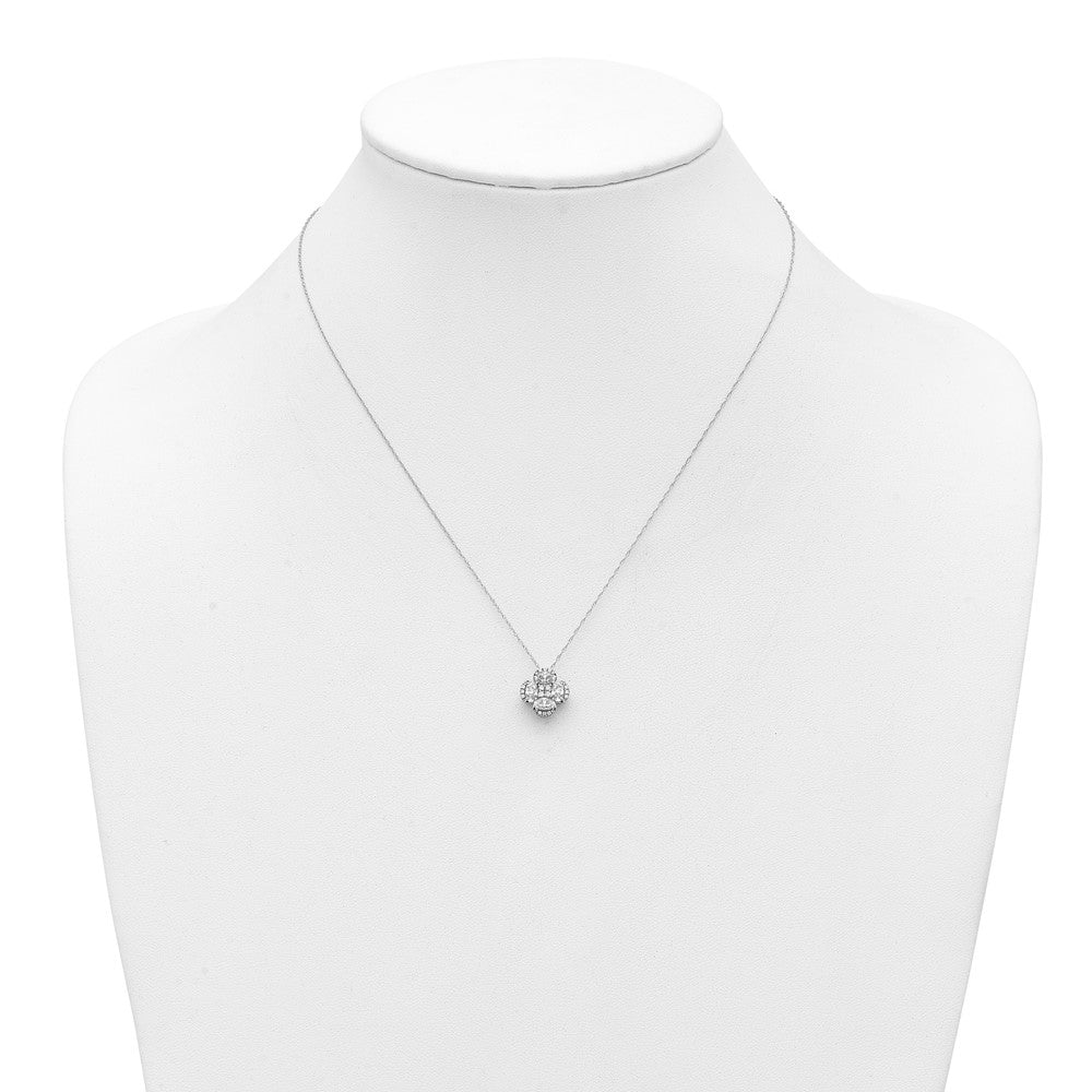 14K Weißgold Anhänger mit Diamant-Cluster (VS/SI+ G+, im Labor gezüchtet) und Kette