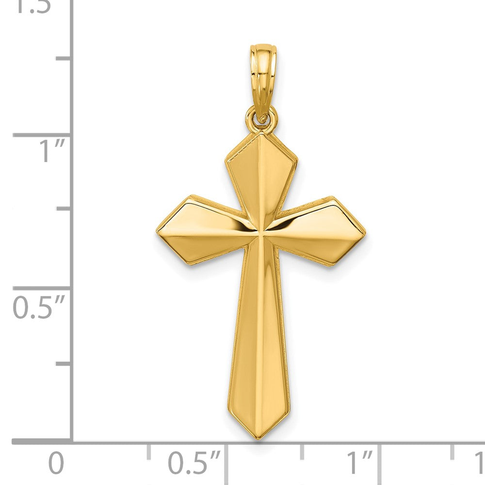 14K Gelbgold Poliert Pointed Christlich Kreuz Anhänger