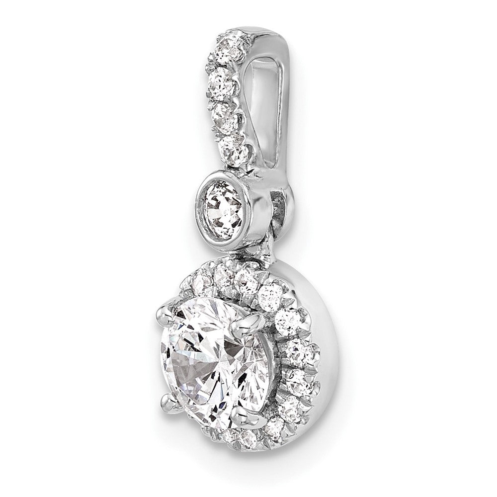 14K Weißgold Anhänger mit 1 Karat im Labor gezüchtetem Diamant VS/SI+ G+, rund, mit komplettem Halo