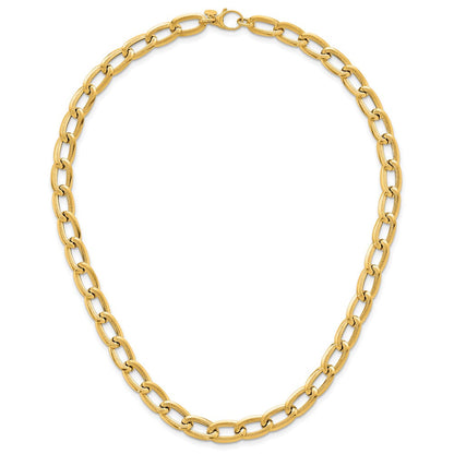 14K Gelbgold Poliert und Strukturiert 8mm Lang Panzer Glieder 18 Zoll Halskette