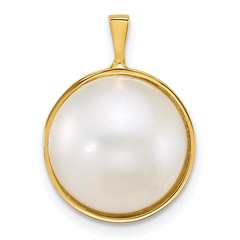 14K Gelbgold 12-13mm Rund Salzwasser Zucht Mabe Perle Anhänger