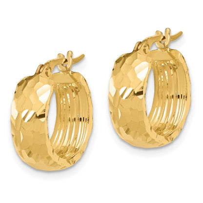14K Gelbgold Poliert und Diamantiert 6mm Creolen