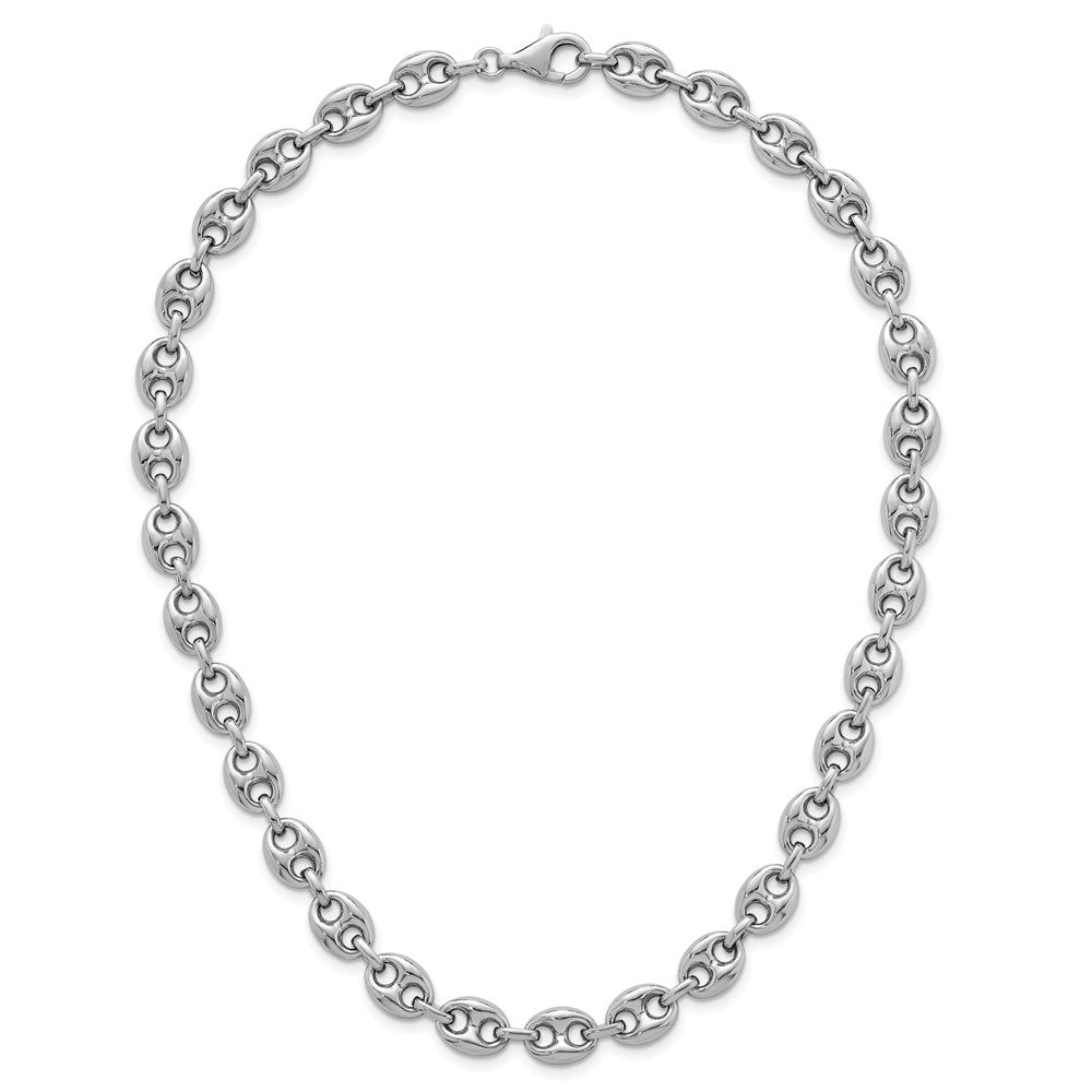Sterlingsilber Rhodiniert Gewölbt Anker/mariner Glieder 18 Zoll Halskette