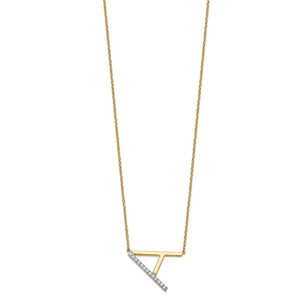 14K Gelbgold Seitlich Diamant Initiale A 18 Zoll Halskette
