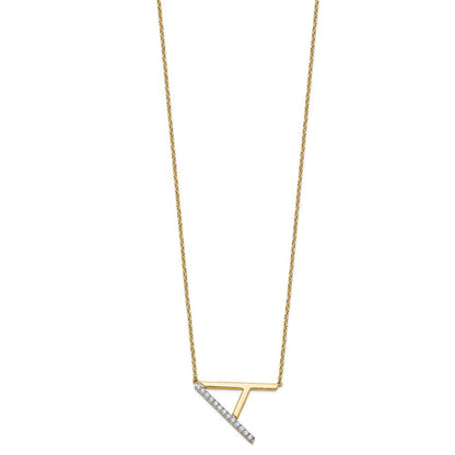 14K Gelbgold Seitlich Diamant Initiale A 18 Zoll Halskette