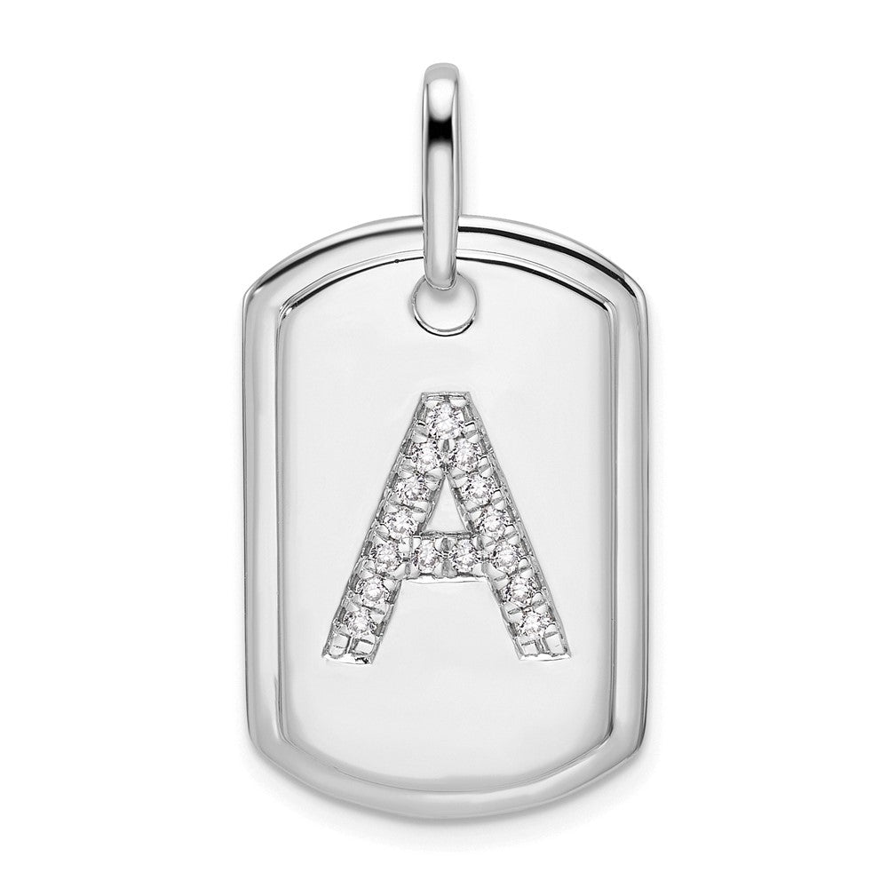 14K Weißgold Diamant-Initiale A Erkennungsmarke-Charm