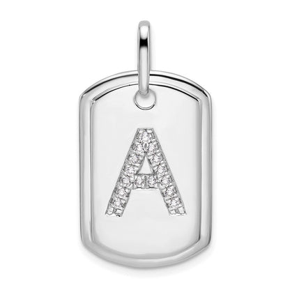 14K Weißgold Diamant-Initiale A Erkennungsmarke-Charm