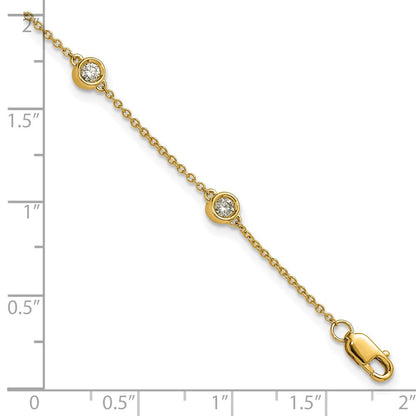 14K Gelbgold Komplett 1/3 Karat Zargenfassung-set Diamant und Ankerkette Kette 6-station 7 Zoll Armband