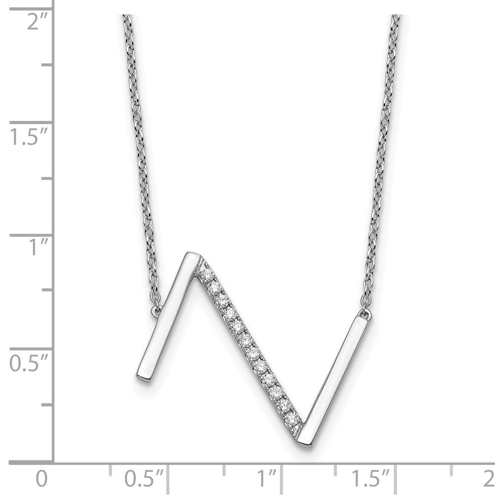 14K Weißgold Seitlich Diamant Initiale Z 18 Zoll Halskette