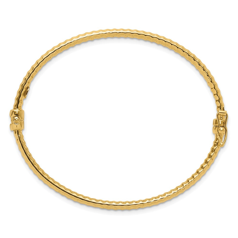 14K Gelbgold Poliert und Strukturiert 3.00mm Klappbar Oval Armreif Armband