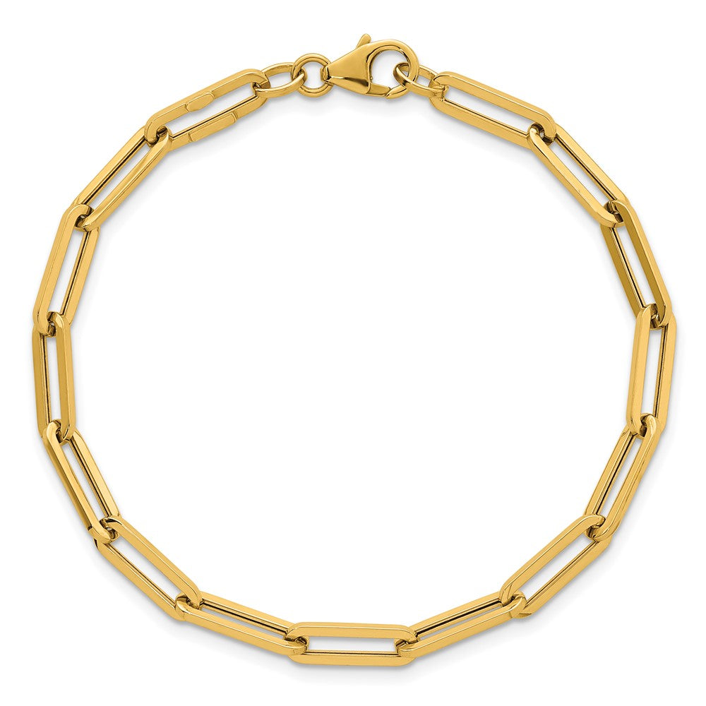 14K Gelbgold Poliert 4.3mm Büroklammer Glieder 7.5 Zoll Armband