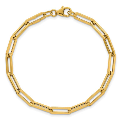 14K Gelbgold Poliert 4.3mm Büroklammer Glieder 7.5 Zoll Armband