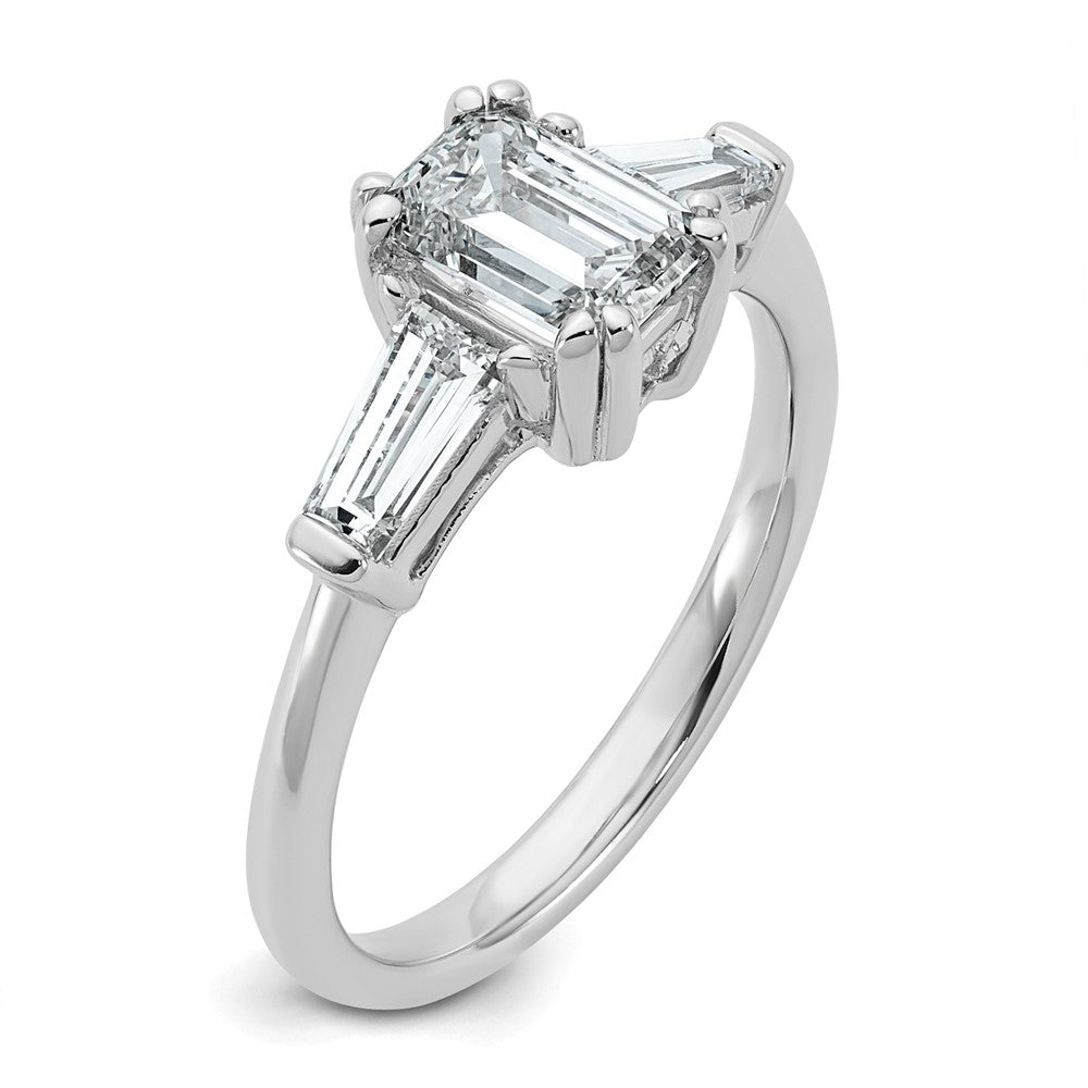 14K Weißgold 1/2ct Im Labor Gezüchtet Diamant Vs+ F+ Smaragd Mittig Halbfassung Eng Ring