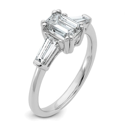 14K Weißgold 1/2ct Im Labor Gezüchtet Diamant Vs+ F+ Smaragd Mittig Halbfassung Eng Ring