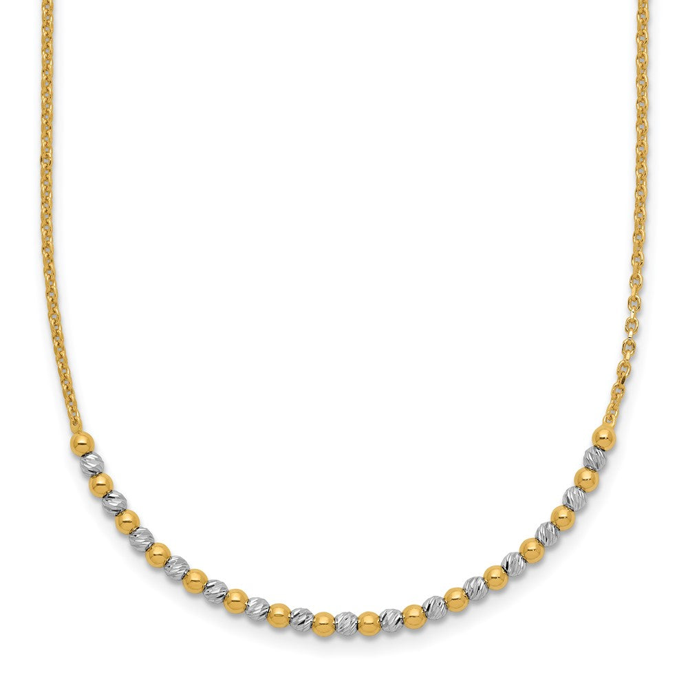 14K Bicolor Gold Bicolor Diamantiert Gekugelt 18 Zoll Halskette