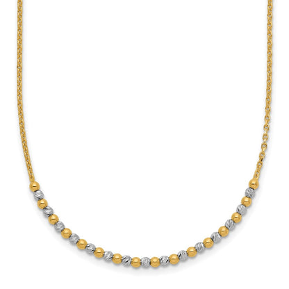14K Bicolor Gold Bicolor Diamantiert Gekugelt 18 Zoll Halskette