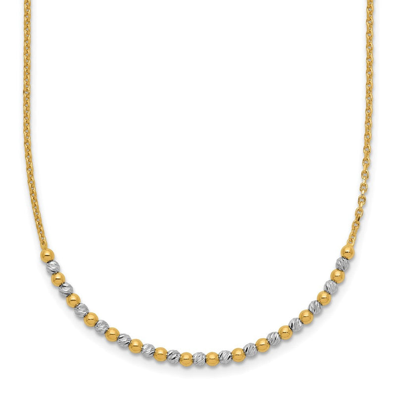14K Bicolor Gold Bicolor Diamantiert Gekugelt 18 Zoll Halskette