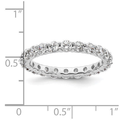 14K Weißgold Poliert Größe 8.5 Shared Krappen 2 Karat Diamant Komplett Memoire Ehering Ring