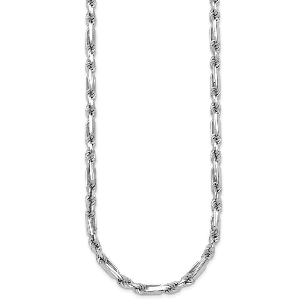 Sterlingsilber Rhodiniert Poliert 4.75mm Figaro Kordel Kette 19.75 Zoll Halskette