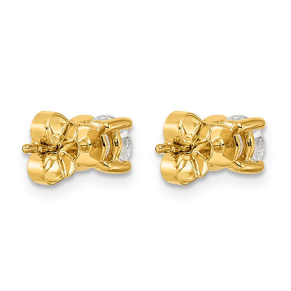 14K Gelbgold Ohrstecker mit 1K zertifiziertem Labor-gezüchtetem Diamant VS/SI+ G+, rund, komplett gefasst, Vierkralle, leichtgewichtig