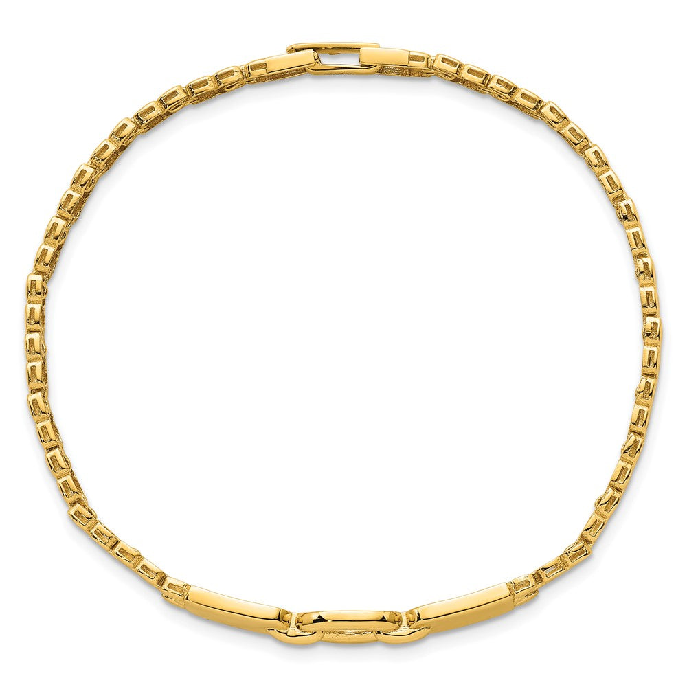 14K Gelbgold Poliert Fantasie Oval Mittig Brick Glieder Gliederarmband
