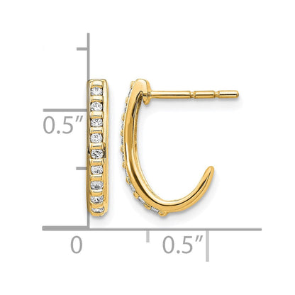 14K Gelbgold Diamant-J-Creolen mit Stecker, 0,2 ct
