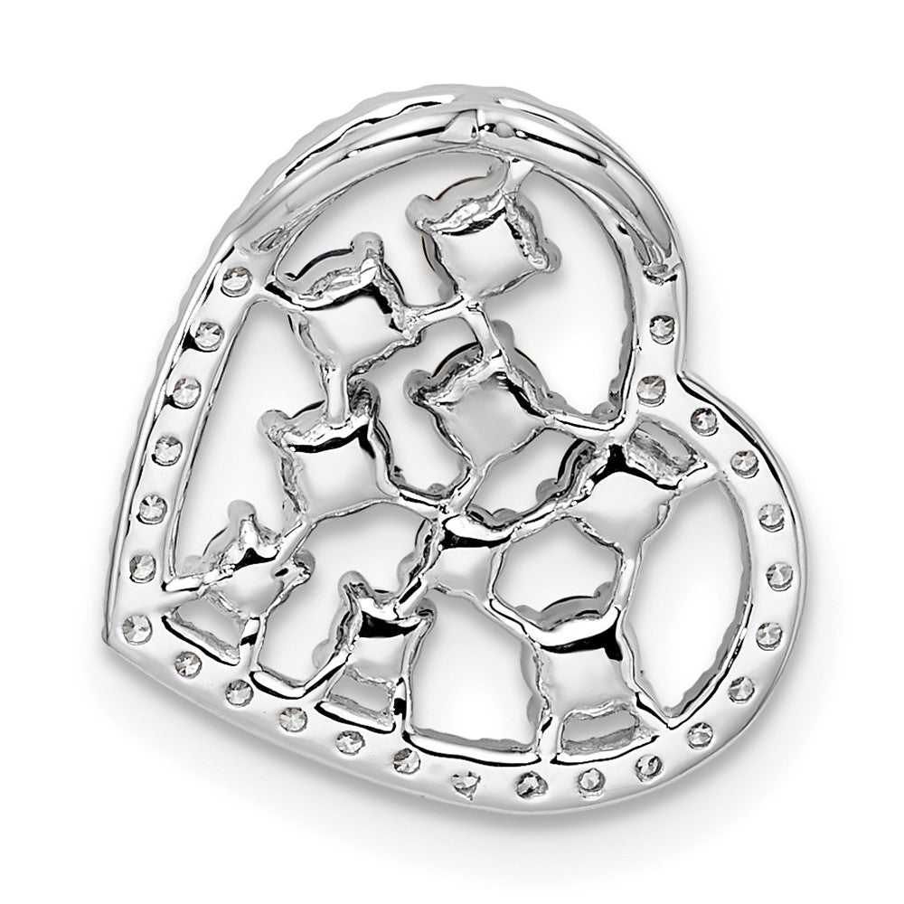 14K Weißgold Poliert Diamant und Granat Herz Kette Anhänger
