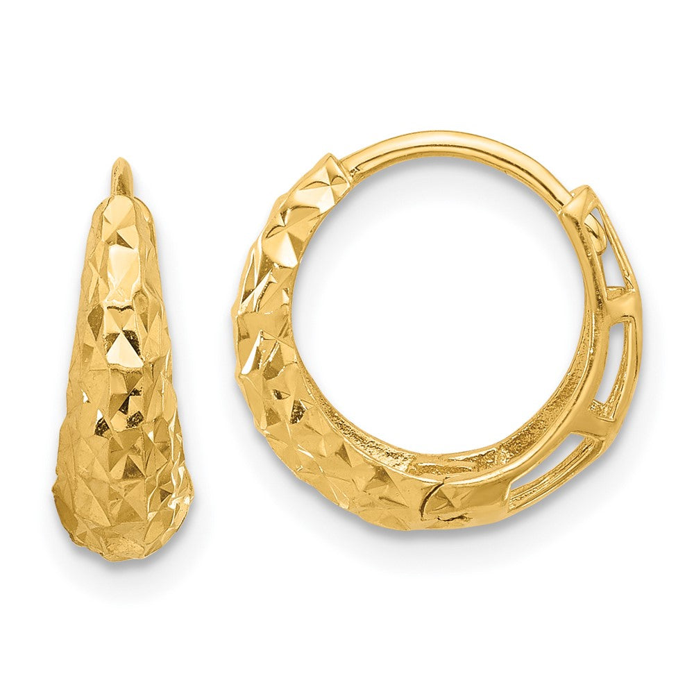14K Gelbgold Poliert Diamantiert Creolen