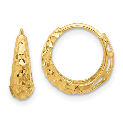 14K Gelbgold Poliert Diamantiert Creolen