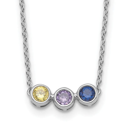 14K Weißgold 3 Synthetisch Geburtsstein Komplett Familie Halskette