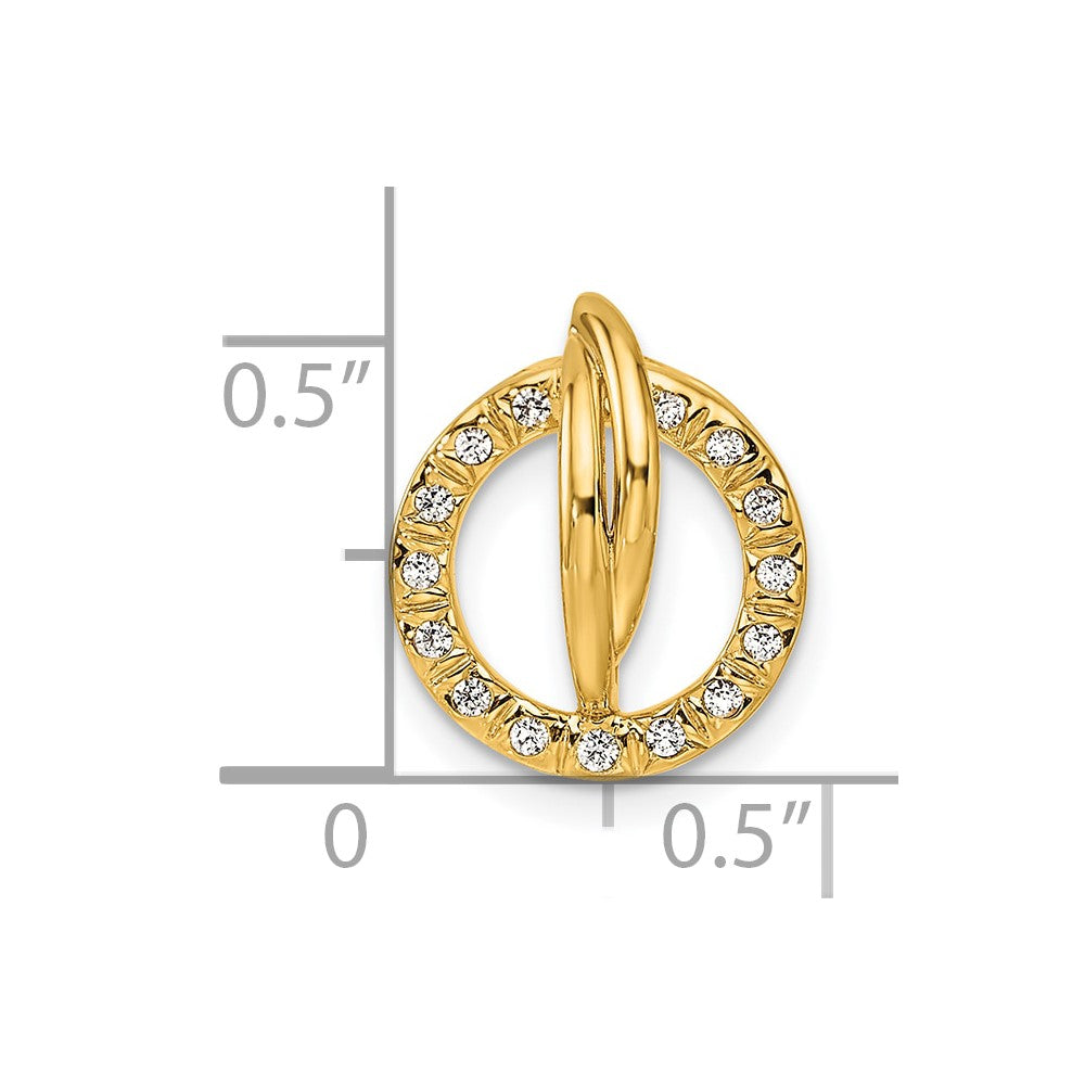 14K Gelbgold Poliert 1/10 Karat Diamant Offen Kreis Kette Anhänger