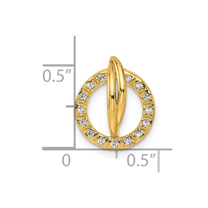 14K Gelbgold Poliert 1/10 Karat Diamant Offen Kreis Kette Anhänger