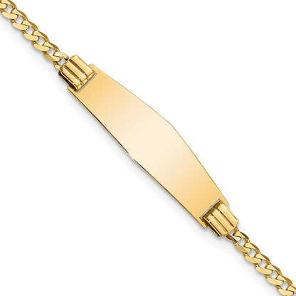 14K Gelbgold Poliert Massiv Kette/solid Platte Panzer Glieder Weich Diamant Form 24.5x7.8mm Platte 7 Zoll Id Armband