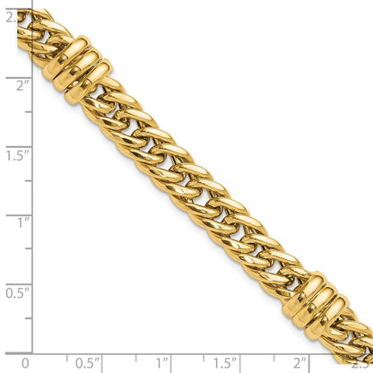 14K Gelbgold Poliert 10mm Fantasie Panzer Glieder Gliederarmband