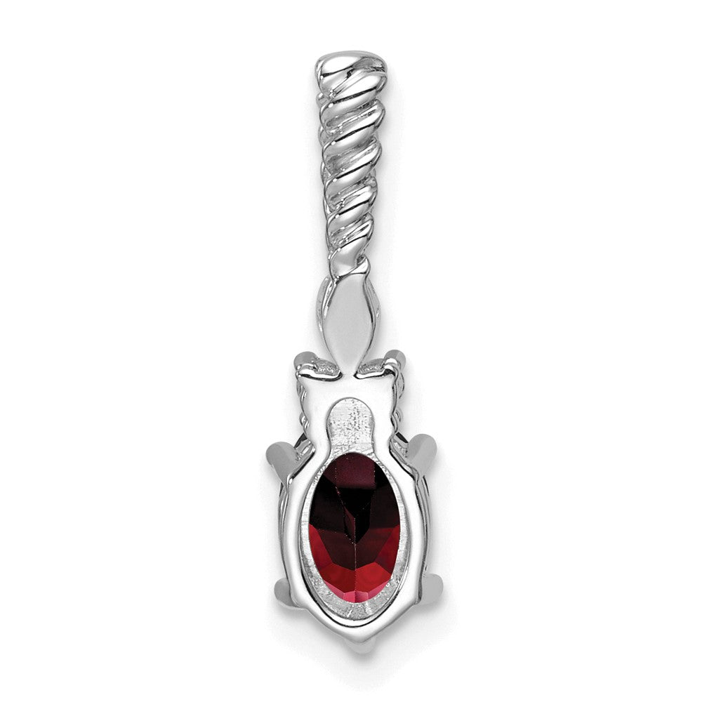 14K Weißgold Diamant und 7x5 Oval January/garnet Gedreht Kette Anhänger