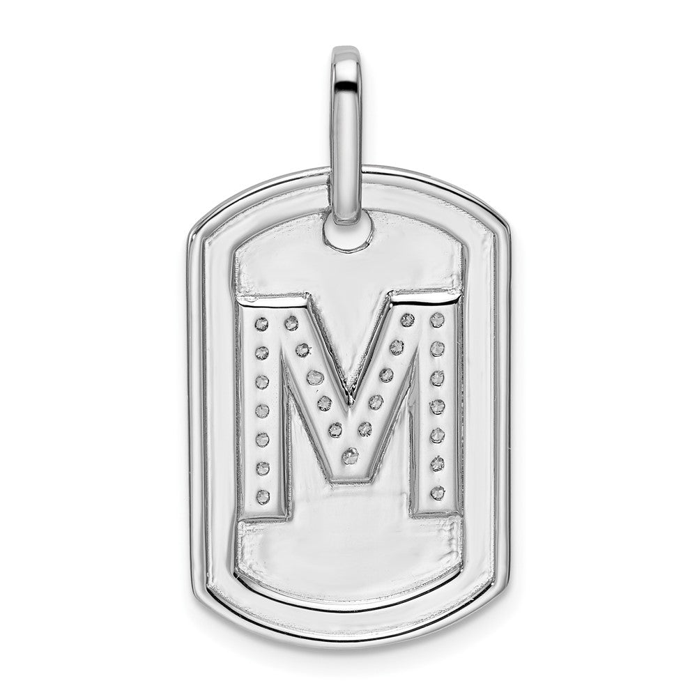 14K Weißgold Diamant-Erkennungsmarken-Charm mit Initiale „M“