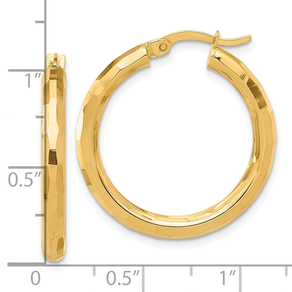 14K Gelbgold Poliert und Diamantiert Creolen