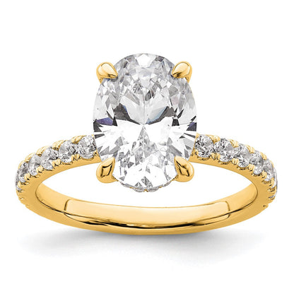 14K Gelbgold 3,5 ct. Zertifizierter Laborgezüchteter Diamant VS+ F+ Oval Solitär-Verlobungsring mit Schwung