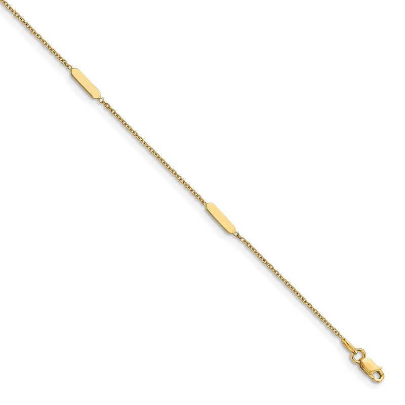 14K Gelbgold Stab 4-station 10 Zoll Plus 1 Zoll Verlängerung - Total 11 Zoll Fußkettchen