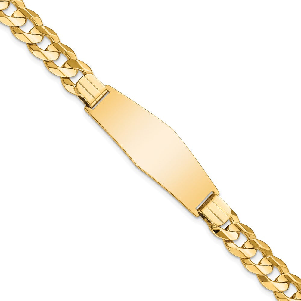 14K Gelbgold Poliert Massiv Kette/solid Platte Panzer Glieder Weich Diamant Form 37.5x12mm Platte 8 Zoll Id Armband