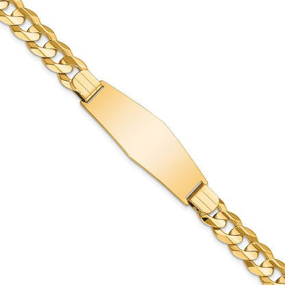 14K Gelbgold Poliert Massiv Kette/solid Platte Panzer Glieder Weich Diamant Form 37.5x12mm Platte 8 Zoll Id Armband