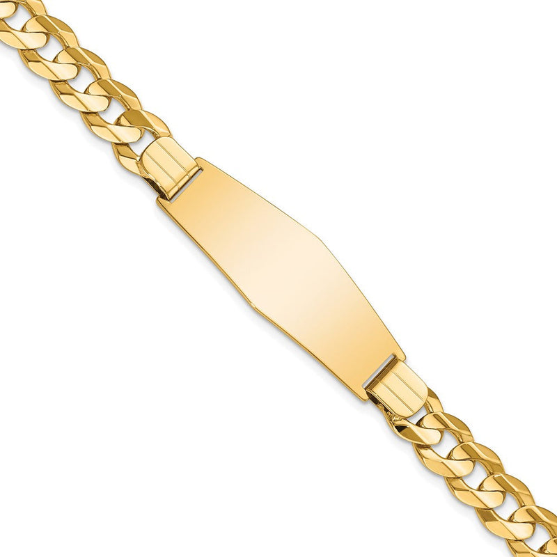 14K Gelbgold Poliert Massiv Kette/solid Platte Panzer Glieder Weich Diamant Form 37.5x12mm Platte 8 Zoll Id Armband