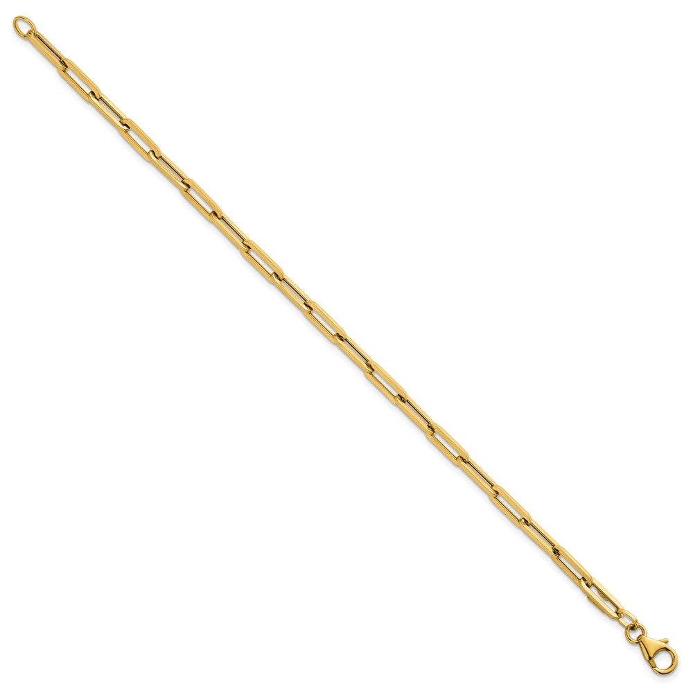 14K Gelbgold Poliert 4mm Büroklammer Glieder 7.5 Zoll Armband